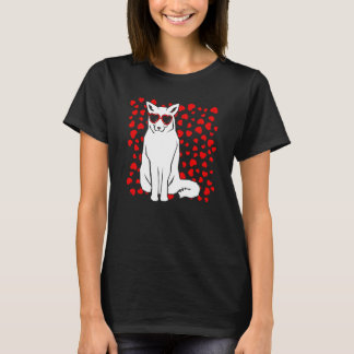 T-shirt Arctic Snow Fox Heart Glasses Valentines Day Anima