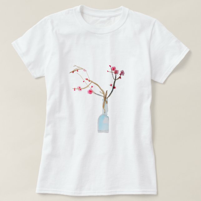 T-shirt Ardoise en sakura cerise en fleurs (Design devant)