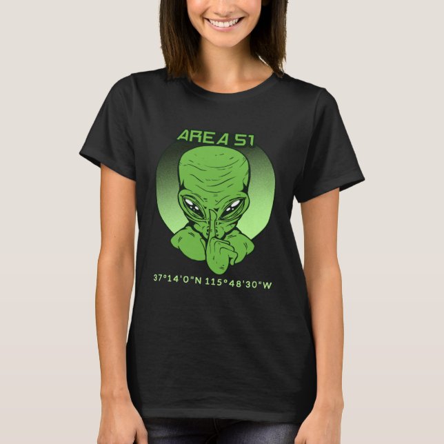 T-shirt Area 51 Roswell Coordinates UFO Alien UFO Flying S (Devant)
