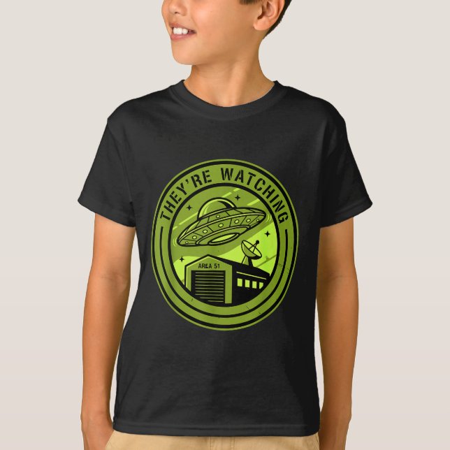 T-shirt Area 51 They're Watching Alien Believer Batch Ufo  (Devant)