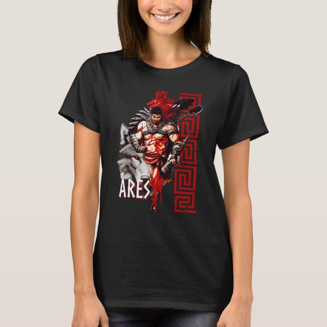 T-shirt Ares Ancient Greece Wolf War God Greek Mythology (Devant)