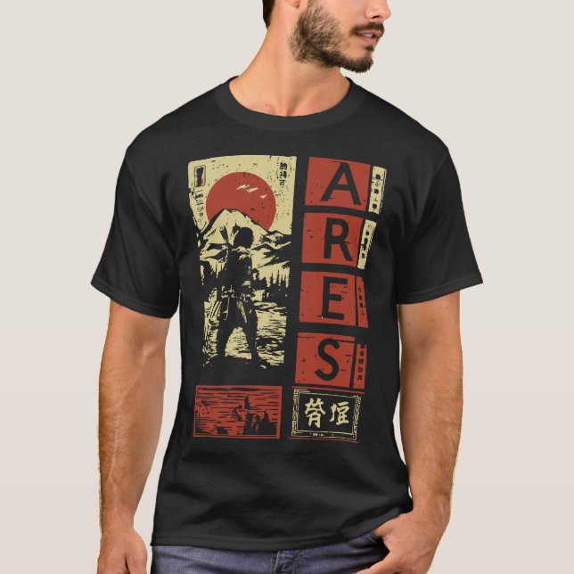 T-shirt Ares Grec God - Japonais Style Samurai (Devant)
