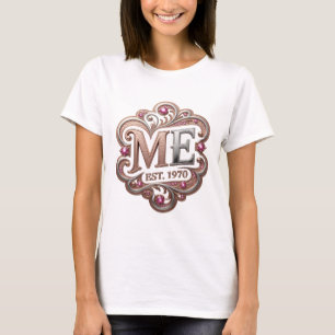 T-shirt Argent Artistique ME EST 1970 Design Moderne