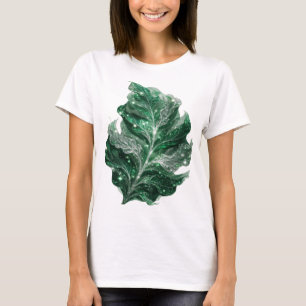 T-shirt Argent Éblouissant FEUILLES VERTES AVEC ÉTOILES