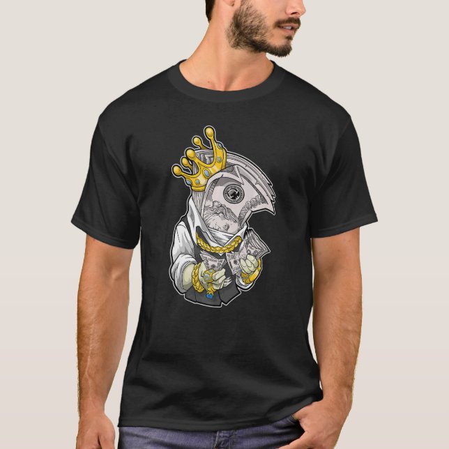 T-shirt argent roi couronne riche dollar diamants argent c (Devant)