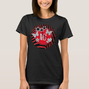 T-shirt argenté noir rouge du bonbon 16 à parties