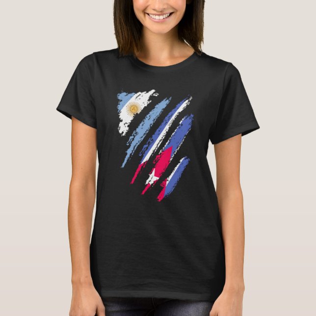 T-shirt Argentina Flag Cuba Grown Patriot Country Stripes (Devant)