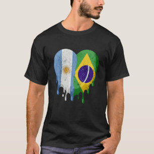 T-shirt Argentine Brésil Drapeau Cœur Citoyen Grandi Patri