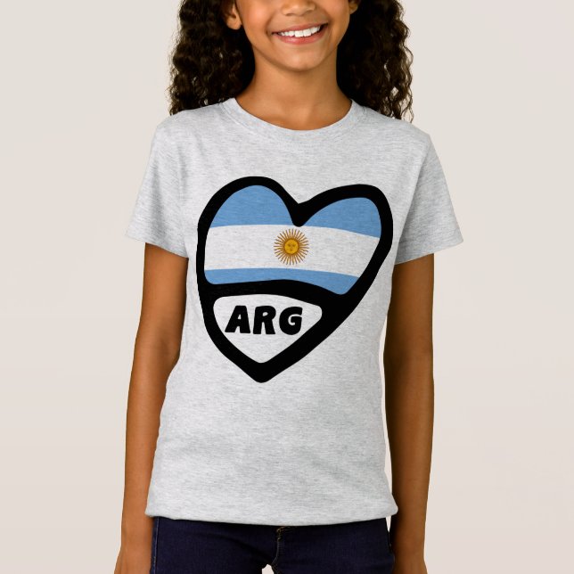 T-Shirt Argentine Code Pays Drapeau Coeur ARG (Devant)