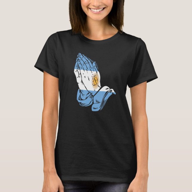 T-shirt Argentine Drapeau Des Mains De Prière Camisa De Ar (Devant)