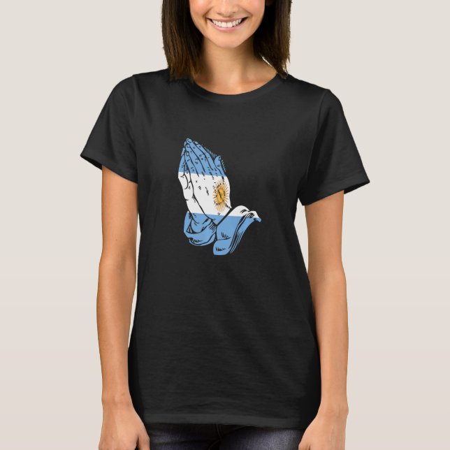 T-shirt Argentine Drapeau Des Mains De Prière Camisa De Ar (Devant)