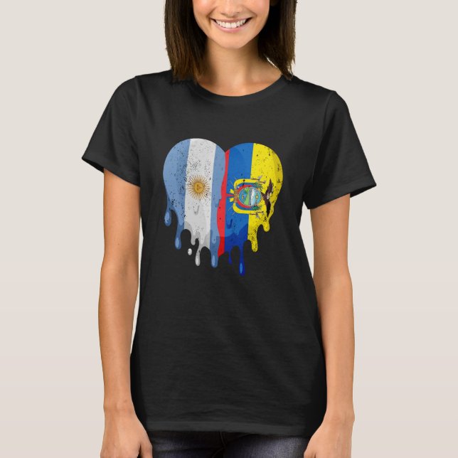 T-shirt Argentine Equateur Drapeau Coeur Citoyen Grown Pat (Devant)