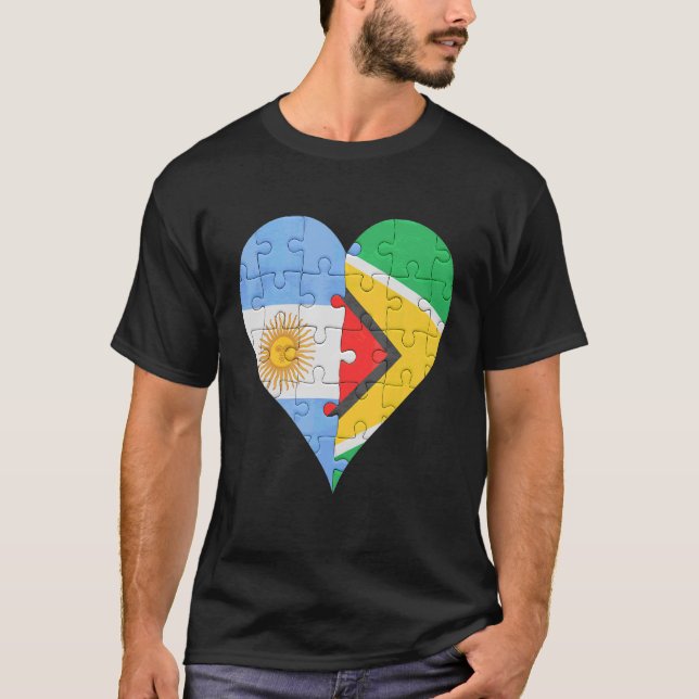 T-shirt Argentine Guyanaise Drapeau Coeur (Devant)