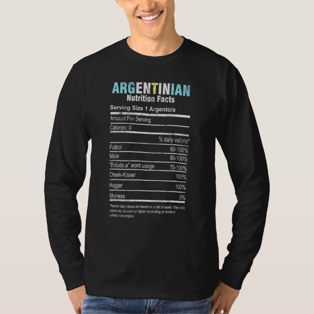 T-shirt Argentine - La valeur nutritive Argentine Pe (Devant)