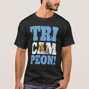 T-shirt Argentine Tri Campeon Drapeau Football Sport Équip