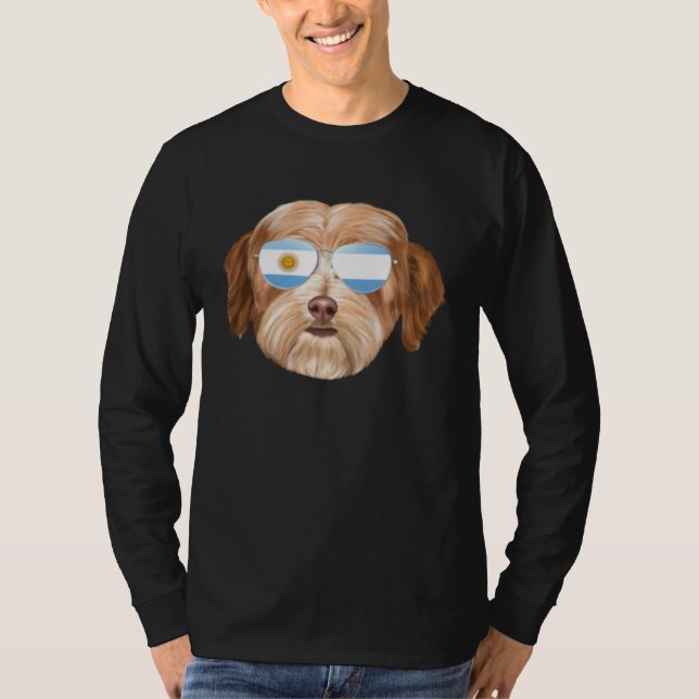 T-shirt Argentinian Flag Havanese Dog Argentina Pocket (Devant)
