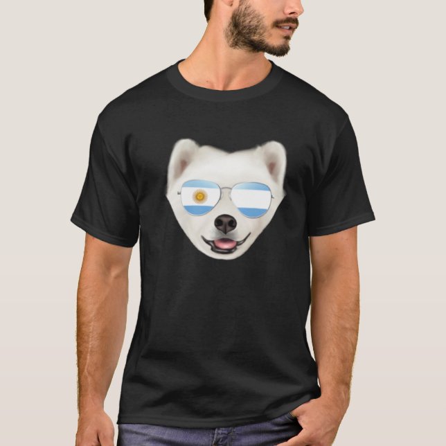 T-shirt Argentinian Flag Samoyed Dog Argentina Pocket (Devant)