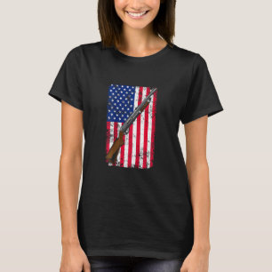 T-shirt Argile Pigeon Tirer Drapeau De Tir Usa Sur Le Dos
