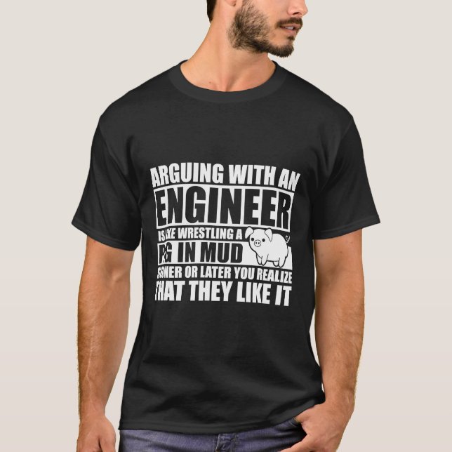 T-shirt Argument Avec Un Ingénieur Qui Lutte Contre Un Coc (Devant)