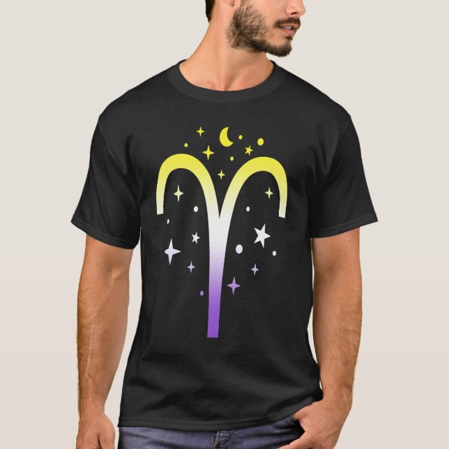 T-shirt Aries Nonbinary LGBTQ Zodiac Sign Astrology Non bi (Devant)