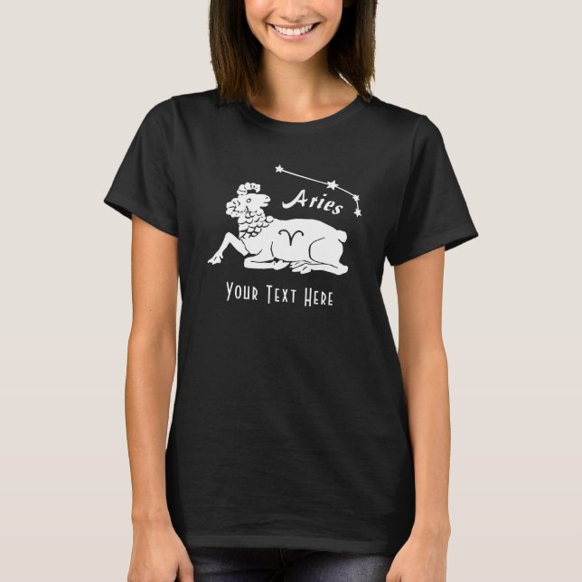 T-shirt Aries Ram Constellation Anniversaire Cadeau Texte  (Devant)