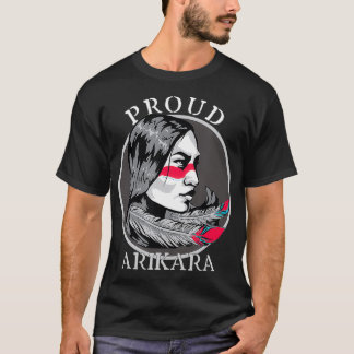 T-shirt Arikara American Indian Tribe Guerrier Girl Feathe