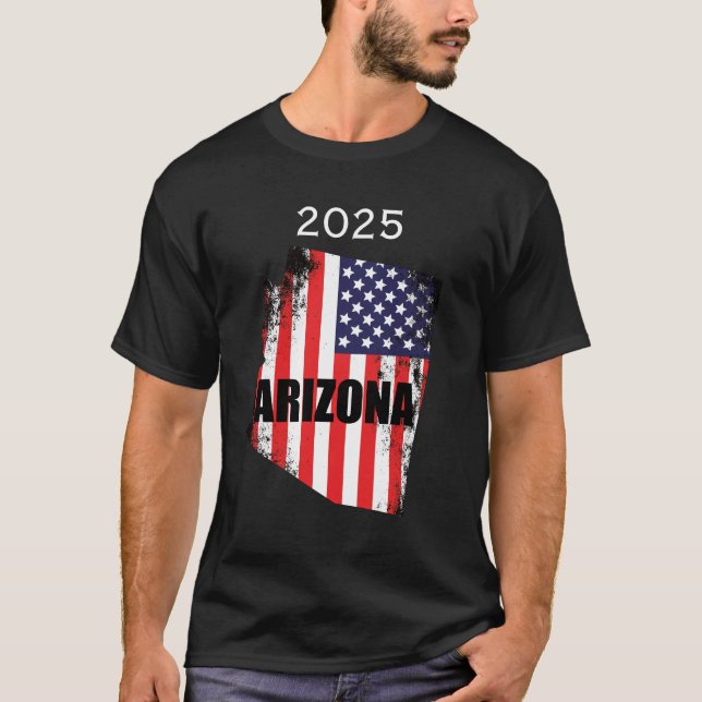 T-shirt Arizona Carte American Flag Freedom 2025 (Devant)