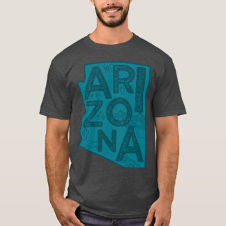 T-shirt Arizona Carte Typographie Marine
