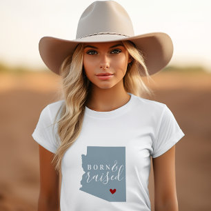 T-shirt Arizona Né et élevé Carte d'état de couleur modi