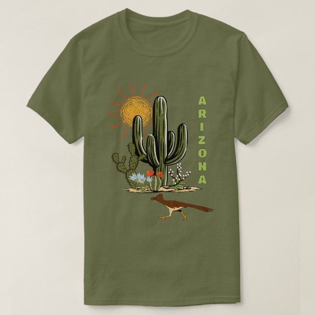 T-shirt Arizona Roadrunner Desert Cactus (Design devant)