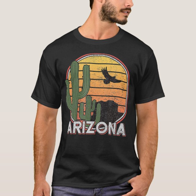 T-shirt Arizona State Cadeau Souvenir Retro Arizona Cactus (Devant)