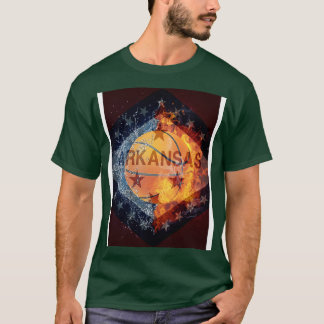 T-SHIRT ARKANSAS FLAG BASKETBALL INCENDIE ET GLACE