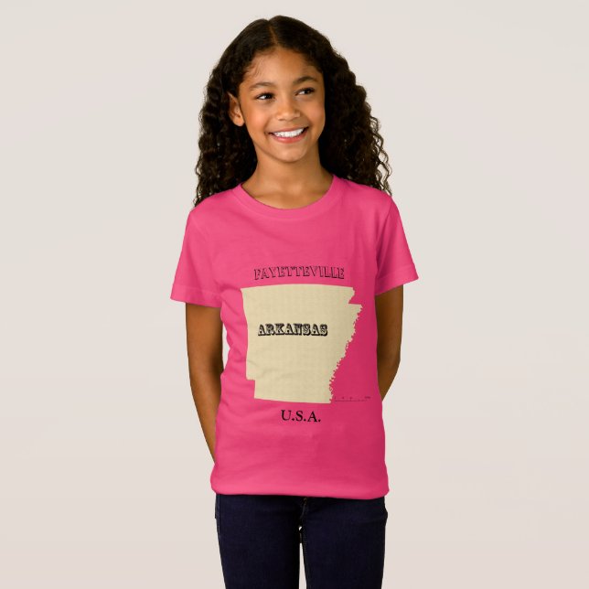 T - Shirt - Arkansas Karte mit Stadt (Vorne ganz)