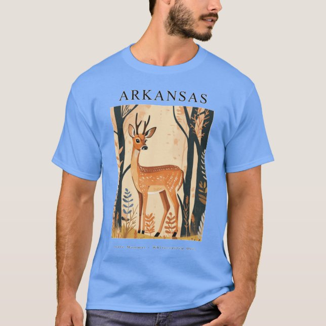 T-shirt ARKANSAS Mammifère d'État Cerf blanc (Devant)