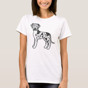 T-shirt Arlequin Grand Danois Chien de Dessin Animé Mignon