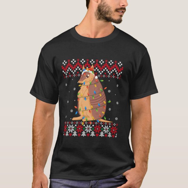 T-shirt Armadillo Santa Hat Hommes Femmes Enfants Noël lai (Devant)
