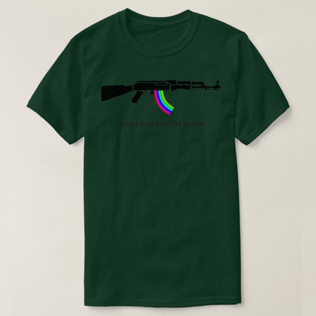 T-shirt Armed Gays Dont Get Bashed AK47 (Design devant)