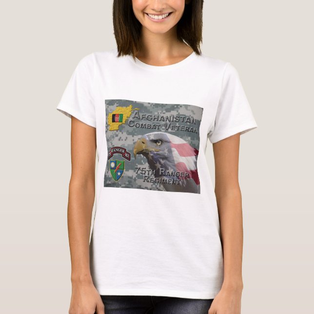 T-shirt Armée afghane de combat 75e régiment de Rangers (Devant)