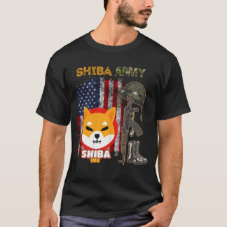 T-shirt Armée Shiba, pièce Shiba Inu avec drapeau américai