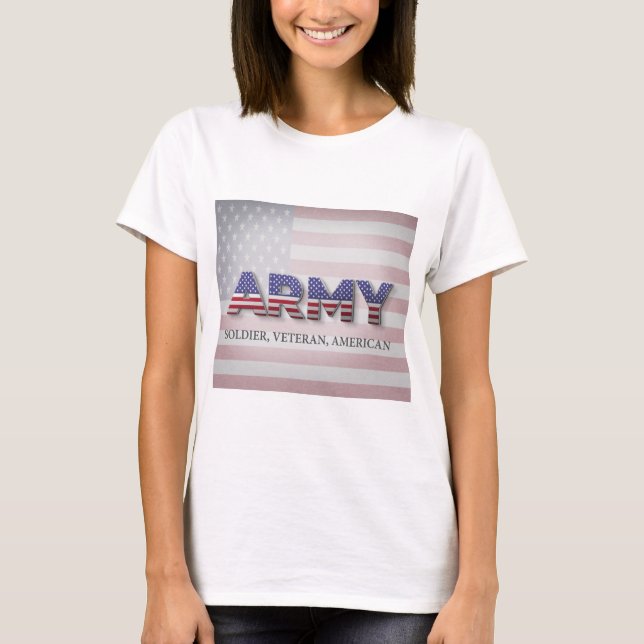 T-shirt Armée "Soldat, Vétéran, Américain" (Devant)