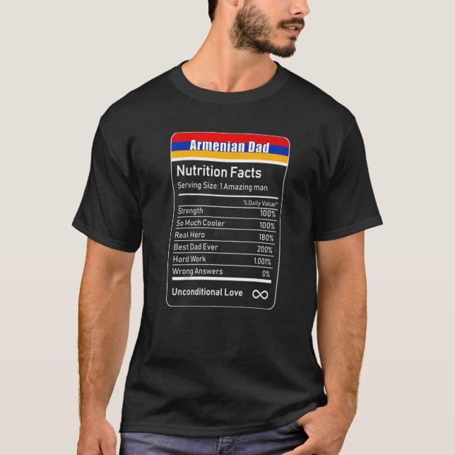 T-shirt Armenian Dad Nutrition Facts Father's   (Devant)