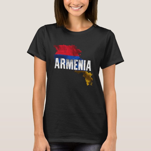 T-shirt Armenian Map and Flag Souvenir  Distressed Armenia (Devant)