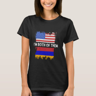T-shirt Arménie Drapeau Amérique USA Je suis tous les deux