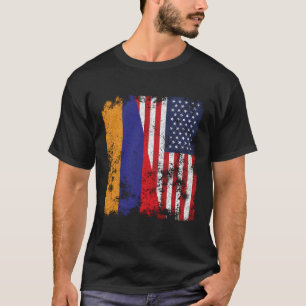 T-shirt Arménie États-Unis Drapeau en détresse - demi-amér