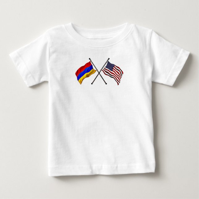 T - Shirt armenischer amerikanischer Flaggen (Vorderseite)