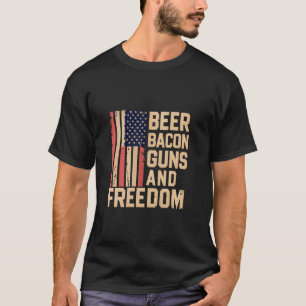 T-shirt Armes à bières Bacon et liberté Bière BBQ Vintage