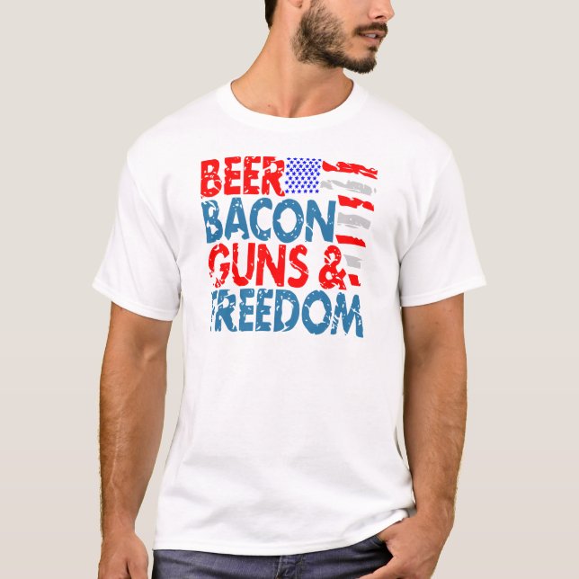 T-shirt Armes à feu et liberté de lard de bière (Devant)