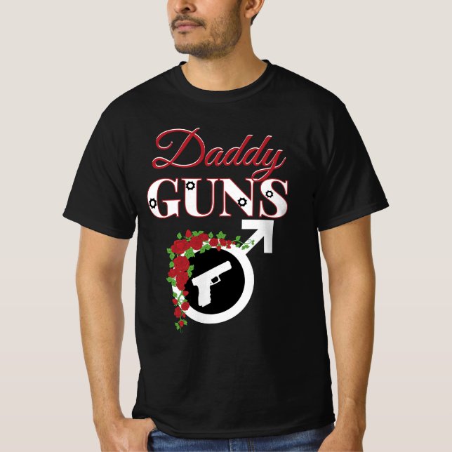 T-shirt Armes à feu ou Roses Baby shower de révélation de  (Devant)