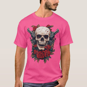 T-shirt Armes Et Crânes Musique Rocks Visage de crâne avec