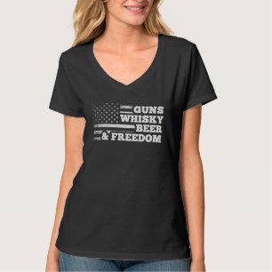 T-shirt Armes Whisky Bière Et Liberté Drapeau Américain Bo